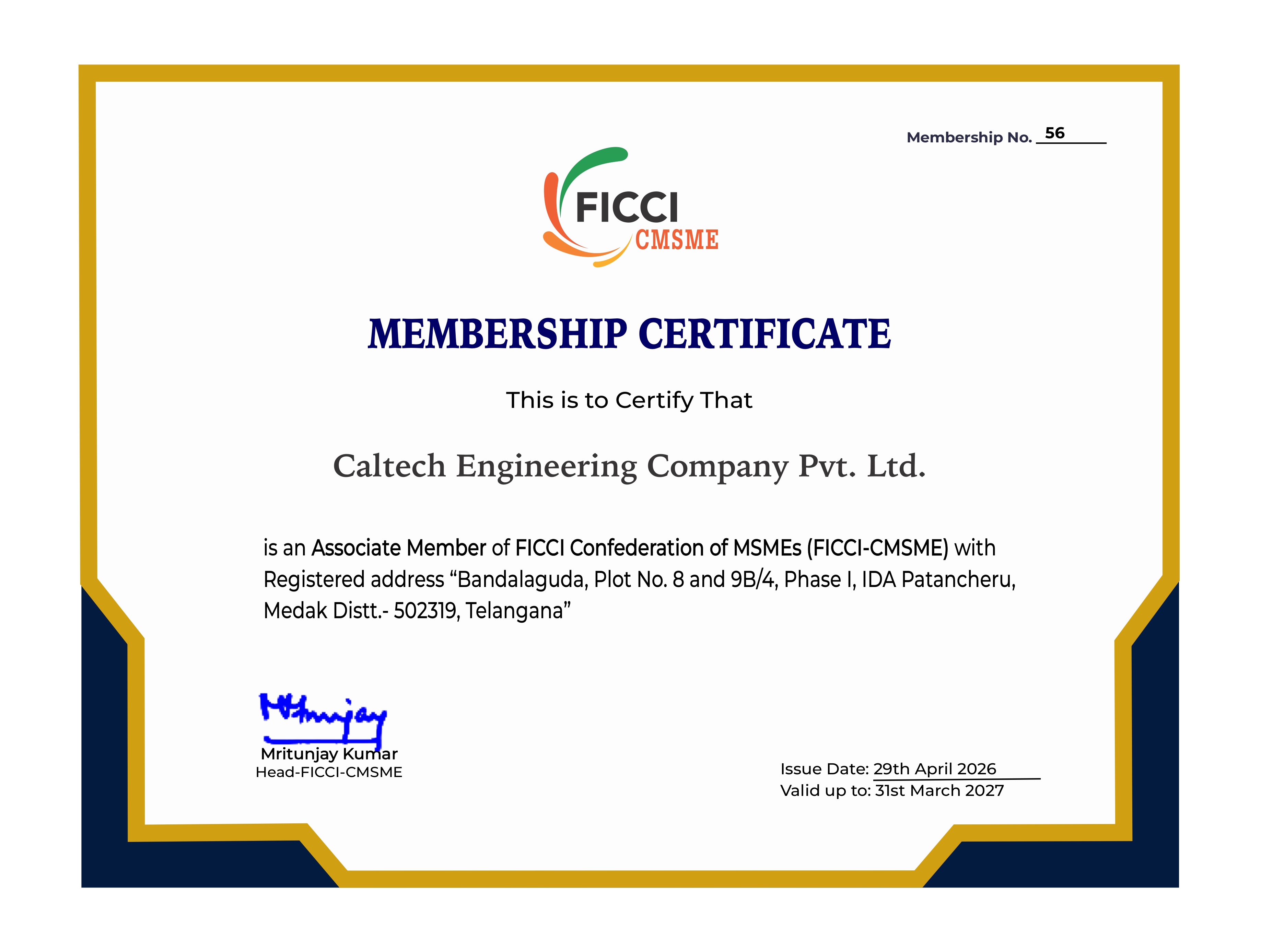 FICCI Membership Certificate
